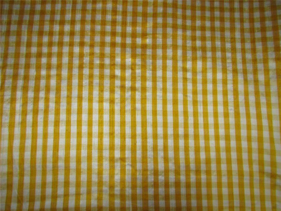 100% Silk Dupioni Fabric plaids yellow and white color 54" wide DUP#C98[2]
