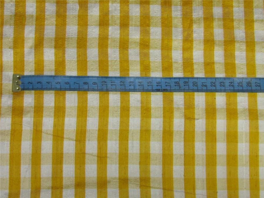 100% Silk Dupioni Fabric plaids yellow and white color 54" wide DUP#C98[2]