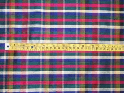 100% silk Dupioni Fabric plaids multi color 54" wide DUP#C98[1]