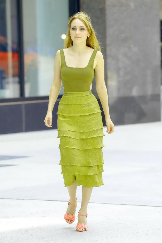 sachin and babi light blue dress Jason Wu Collection Crinkle Chiffon Midi Day Dress with Lace Detail