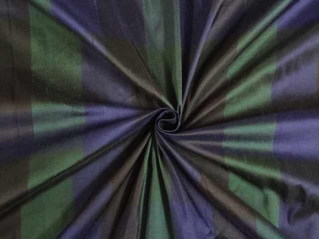 SILK DUPIONI dark Plaids Fabric 54&quot; wide