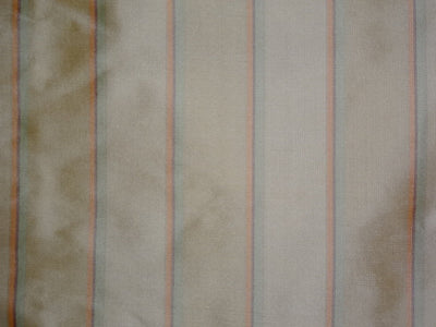 100% SILK DUPIONI FABRIC Red,Orange,Light Gold & Green COLOUR Stripes 54" wide DUP#S52[4]
