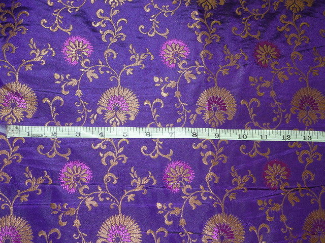 Silk x viscose & metallic fabric brocade/jacquard Purple & Metallic Gold 54" wide BRO310[2]