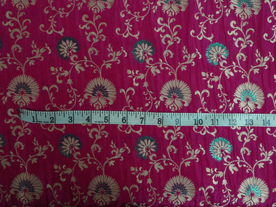 Silk x viscose & metallic fabric brocade/jacquard Pink,Green & Gold 54" WIDE BRO312[1]