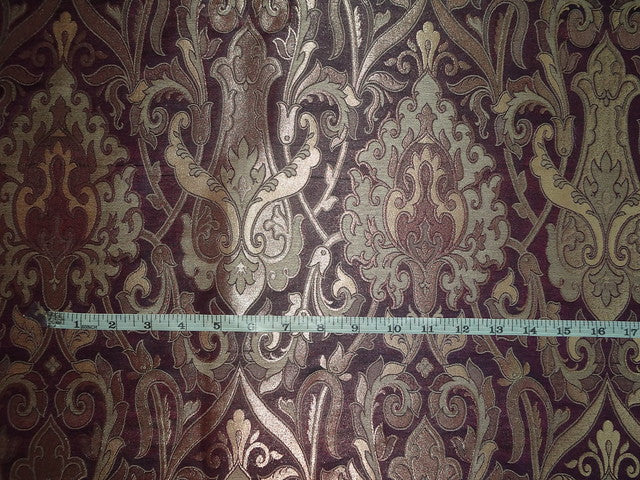 Silk Brocade Fabric Metallic Gold,Antique Ivory & Antique Brown color 44" wide BRO318[1]