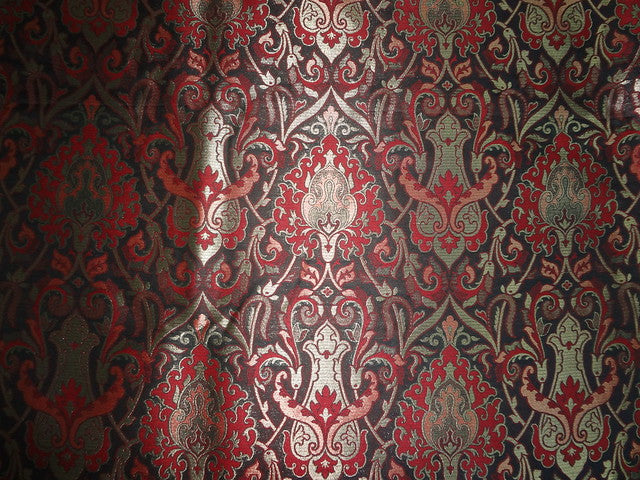 Brocade fabric Red,Black & Metallic Gold Color 44" wide BRO318[2]