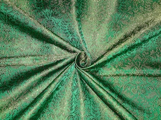 SILK BROCADE FABRIC Green color 44" wide BRO317[3]