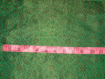 SILK BROCADE FABRIC Green color 44" wide BRO317[3]