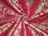 Pure Heavy Silk Brocade Fabric Metallic Gold,Green & Pink 44" WIDE BRO321[2]