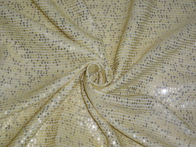 Double Georgette fabric with sequin embroidery Butter color