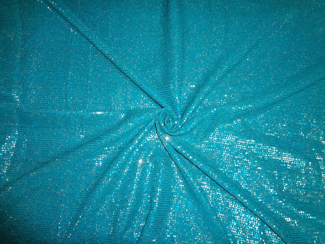 Double Georgette fabric with sequin embroidery Aqua Blue color