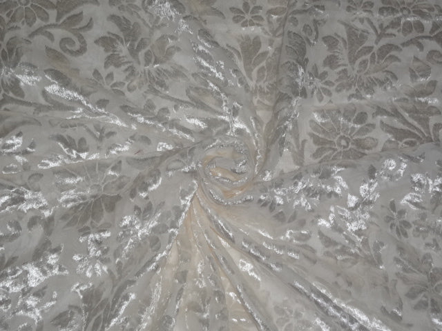 Polyester viscose burnout Velvet fabric 44&quot;~rich Ivory Cream color