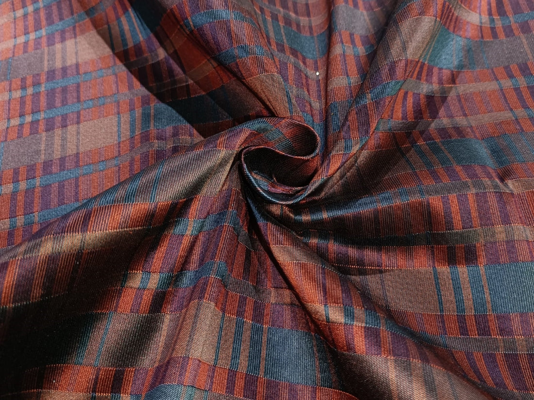 100% silk dupion fabric PLAIDS 54&quot; wide available in NINE  colors