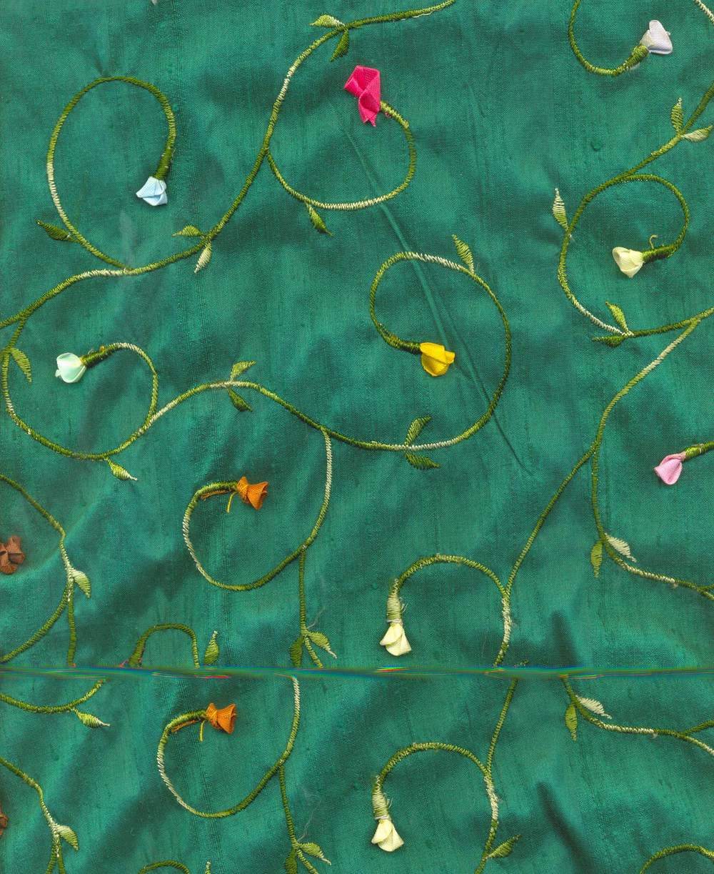silk dupioni 44&quot;~rose embroidery-ES/R/44