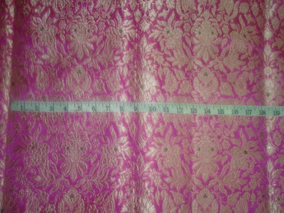 Heavy Brocade Fabric Pink,Green &amp; Metallic Gold color 44" wide BRO326[5]