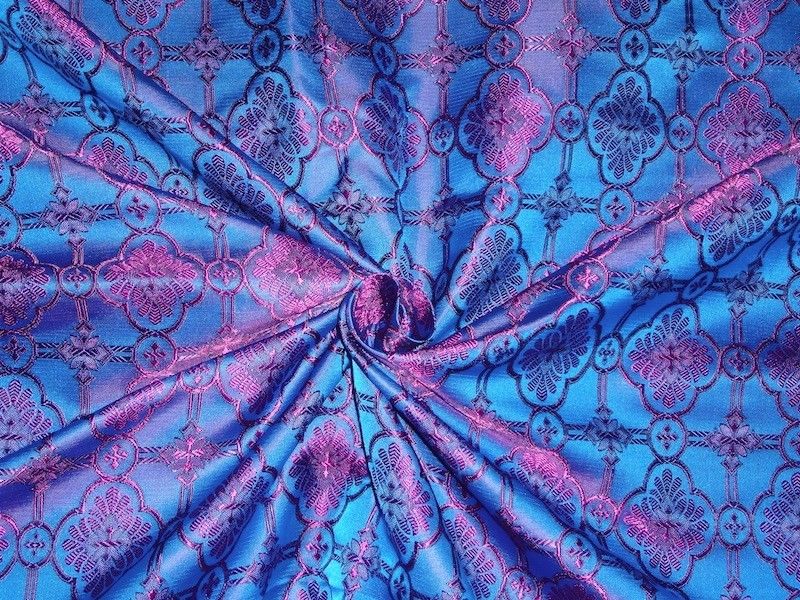 Silk Brocade Vestment Fabric Blue &amp; Purple color 44&quot;BRO349[4]