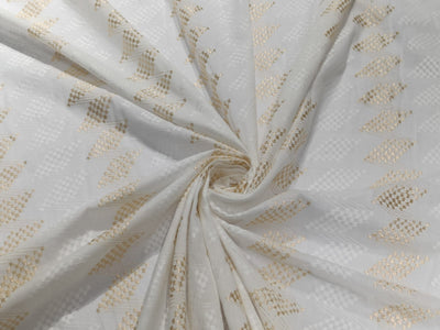 White cotton metallic jacquard fabric 44" wide