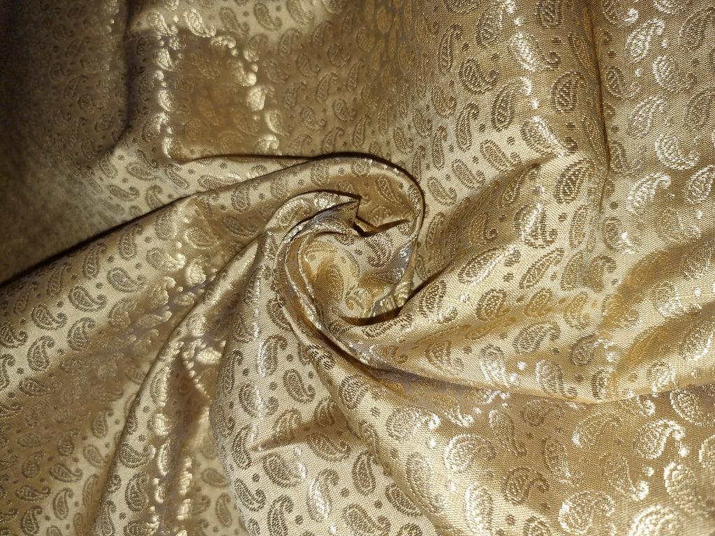 Silk Brocade fabric gold x metallic gold color 44" wide BRO770[2]