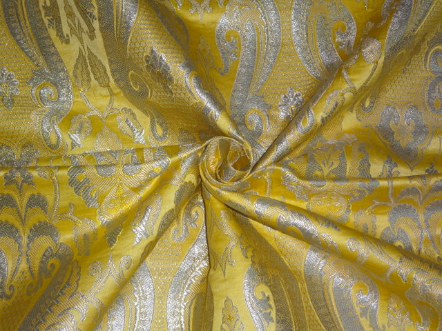 Heavy Brocade Fabric Yellow,Gold & Metallic Gold color 44" wide BRO334[6]