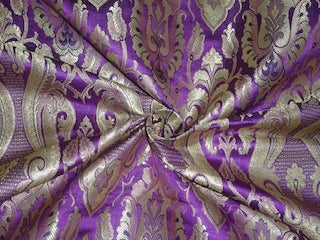 Heavy Brocade Fabric Purple,Gold & Metallic Gold color 44" wide BRO334[2]
