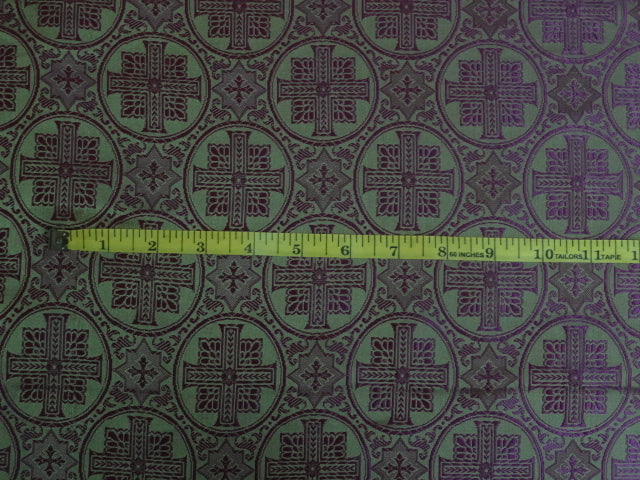 Silk Brocade Vestment Fabric Green & Purple color 44" wide BRO333[4]