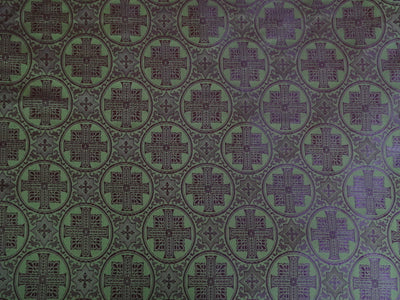 Silk Brocade Vestment Fabric Green & Purple color 44" wide BRO333[4]