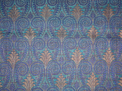 Spun Brocade fabric Blue,Green &amp; Gold Color