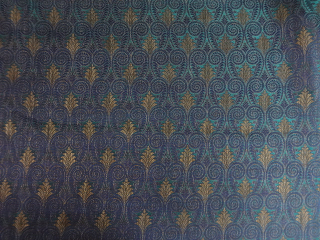 Spun Brocade fabric Blue,Green &amp; Gold Color