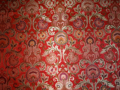 Pure Heavy Silk Brocade Fabric Gold,Red & Metallic Gold color 44" wide BRO335[4]