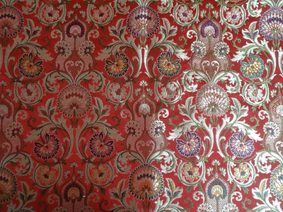Pure Heavy Silk Brocade Fabric Gold,Red & Metallic Gold color 44" wide BRO335[4]