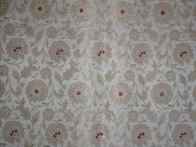 Silk Brocade Fabric Wine,Ivory & Metallic Gold color 44" wide BRO338[1]