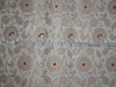 Silk Brocade Fabric Wine,Ivory & Metallic Gold color 44" wide BRO338[1]