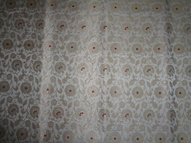 Silk Brocade Fabric Wine,Ivory & Metallic Gold color 44" wide BRO338[1]