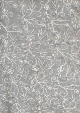 white silk chiffon silk embroidered 44&quot; wide - The Fabric Factory