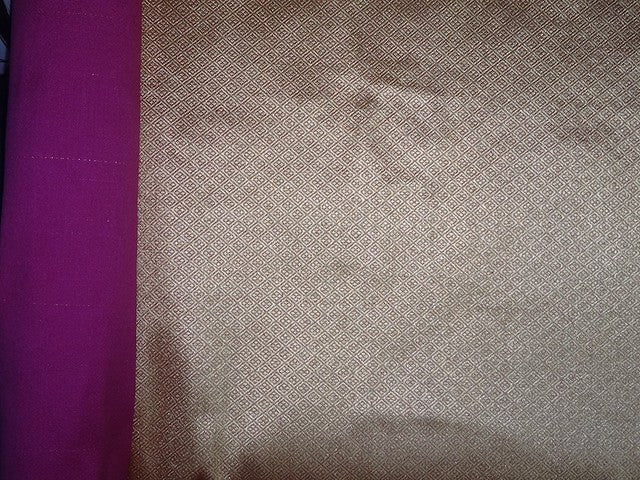 Pure Heavy Silk Brocade Fabric Pink & Metallic Gold color 44" WIDE BRO340[4]