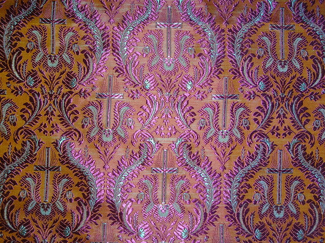 Silk Brocade Vestment Fabric Brown,Blue & Purple color 44" WIDE BRO342[1]
