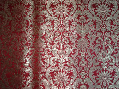 Silk Brocade heavy Fabric~Rusty Red &amp; Metallic Gold colour BRO342[5]
