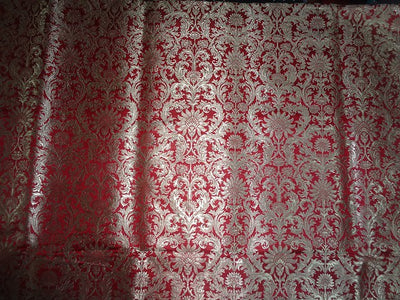Silk Brocade heavy Fabric~Rusty Red &amp; Metallic Gold colour BRO342[5]