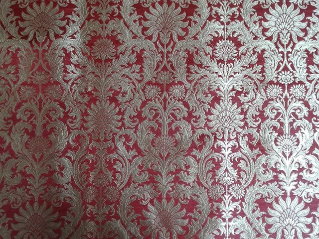 Silk Brocade heavy Fabric~Rusty Red &amp; Metallic Gold colour BRO342[5]