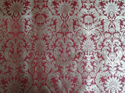 Silk Brocade heavy Fabric~Rusty Red &amp; Metallic Gold colour BRO342[5]