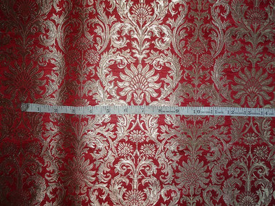Silk Brocade heavy Fabric~Rusty Red &amp; Metallic Gold colour BRO342[5]