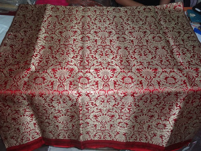 Silk Brocade heavy Fabric~Rusty Red &amp; Metallic Gold colour BRO342[5]
