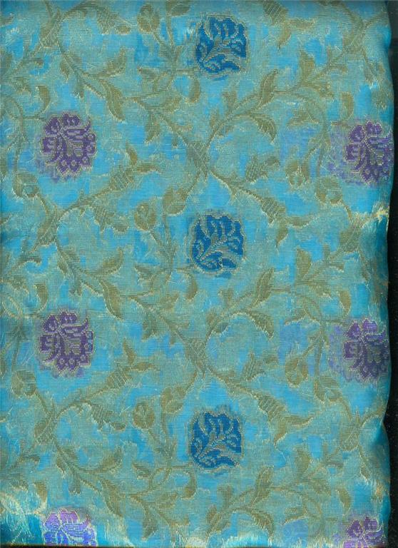 Jacquard silk Organza fabric Metallic Rich blue