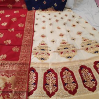 SILK BROCADE FABRIC Iridescent Blue &amp; Red colour 44&quot;BRO235[2]