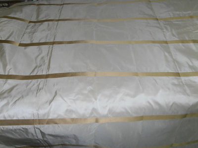 SILK TAFFETA FABRIC CHAMPAGNE WITH GOLD SATIN STRIPES TAFS124 54&quot; wide