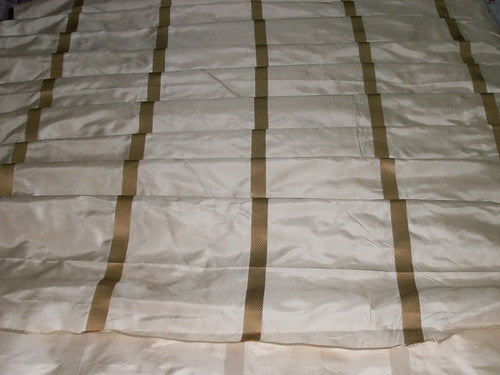 SILK TAFFETA FABRIC CHAMPAGNE WITH GOLD SATIN STRIPES TAFS124 54&quot; wide