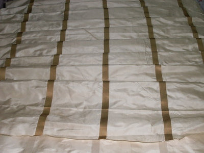 SILK TAFFETA FABRIC CHAMPAGNE WITH GOLD SATIN STRIPES TAFS124 54&quot; wide