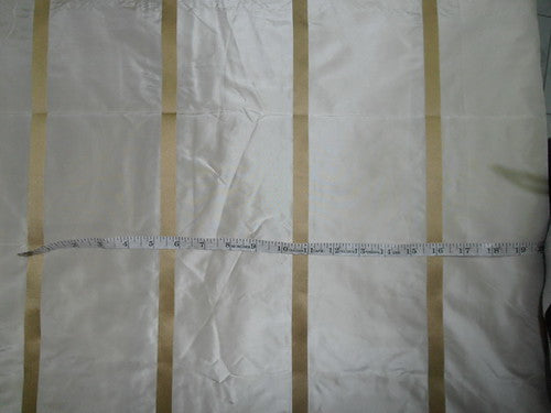 SILK TAFFETA FABRIC CHAMPAGNE WITH GOLD SATIN STRIPES TAFS124 54&quot; wide