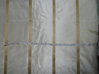 SILK TAFFETA FABRIC CHAMPAGNE WITH GOLD SATIN STRIPES TAFS124 54&quot; wide