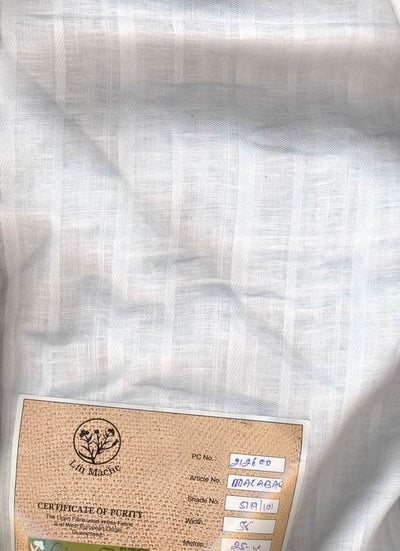 white linen fabric w/ herribone stripes 58&quot; wide
